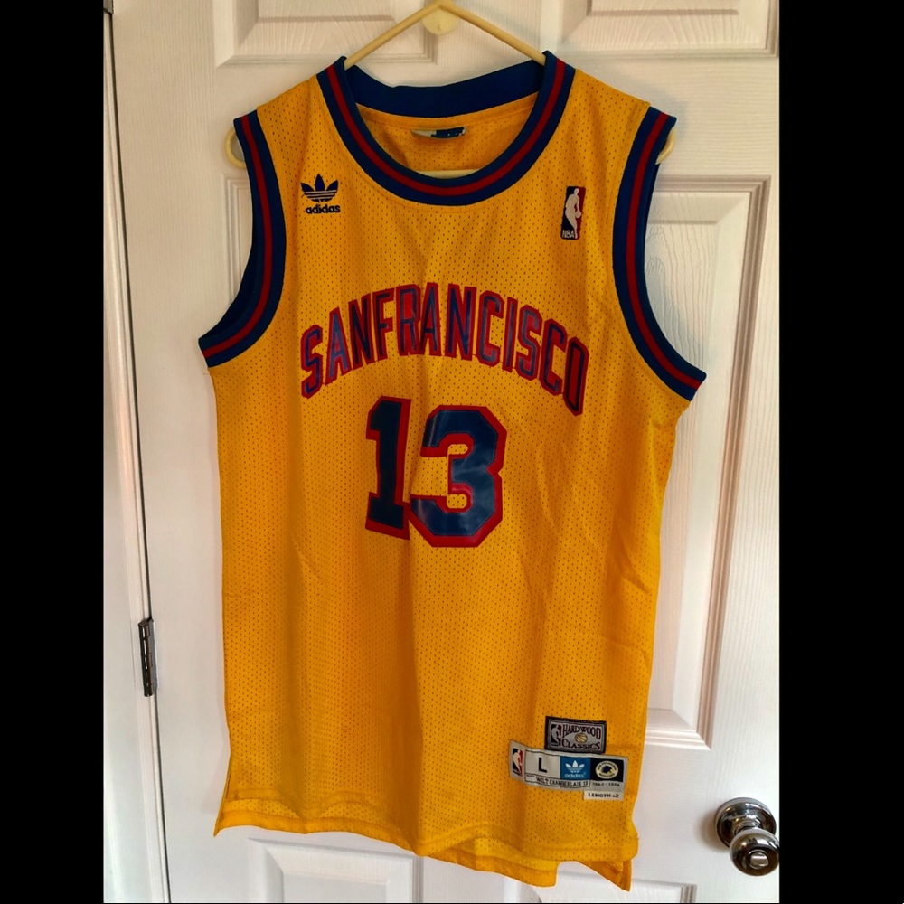 Yellow Wilt Chamberlain Warriors Jersey - Size L